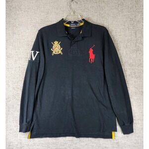 Polo Ralph Lauren Rugby Shirt Mens XL Black County Riders Crest Big Pony IV